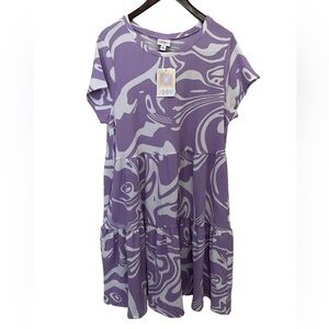 LuLaRoe Women’s Ariel Purple Swirl Three Tiered Dress Size Large